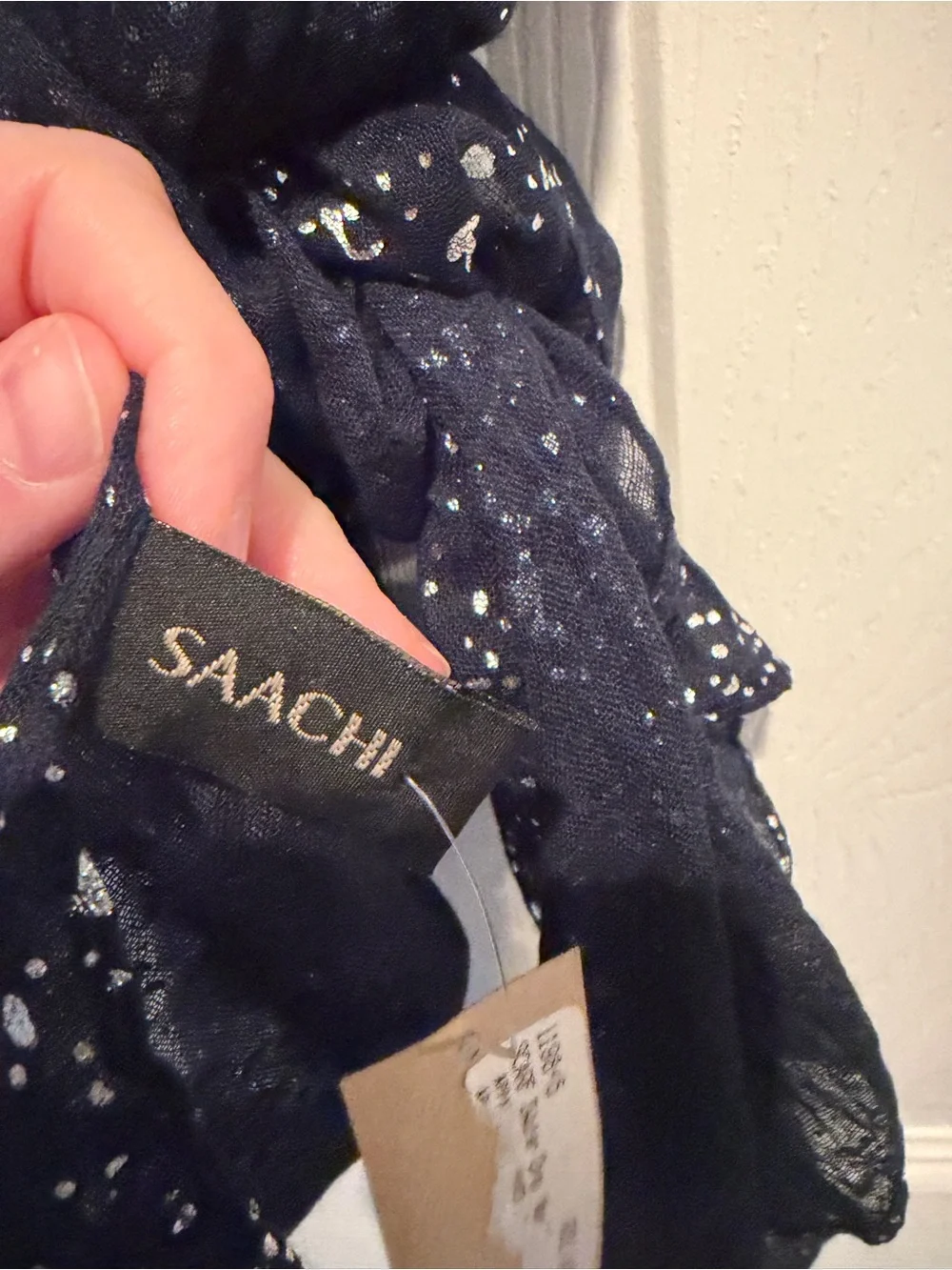 SAACHI Metallic Speckle Navy Scarf -